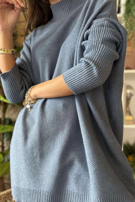 Charli Honeycomb Oversized Turtle Knit Denim /16=